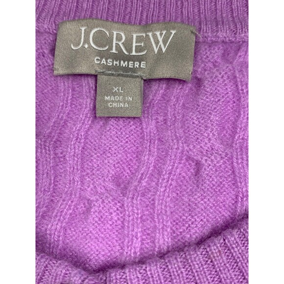 J.Crew Cashmere Cable Knit Short Sleeve Henley Polo Sweater Womens Size XL Lilac - Picture 2 of 7